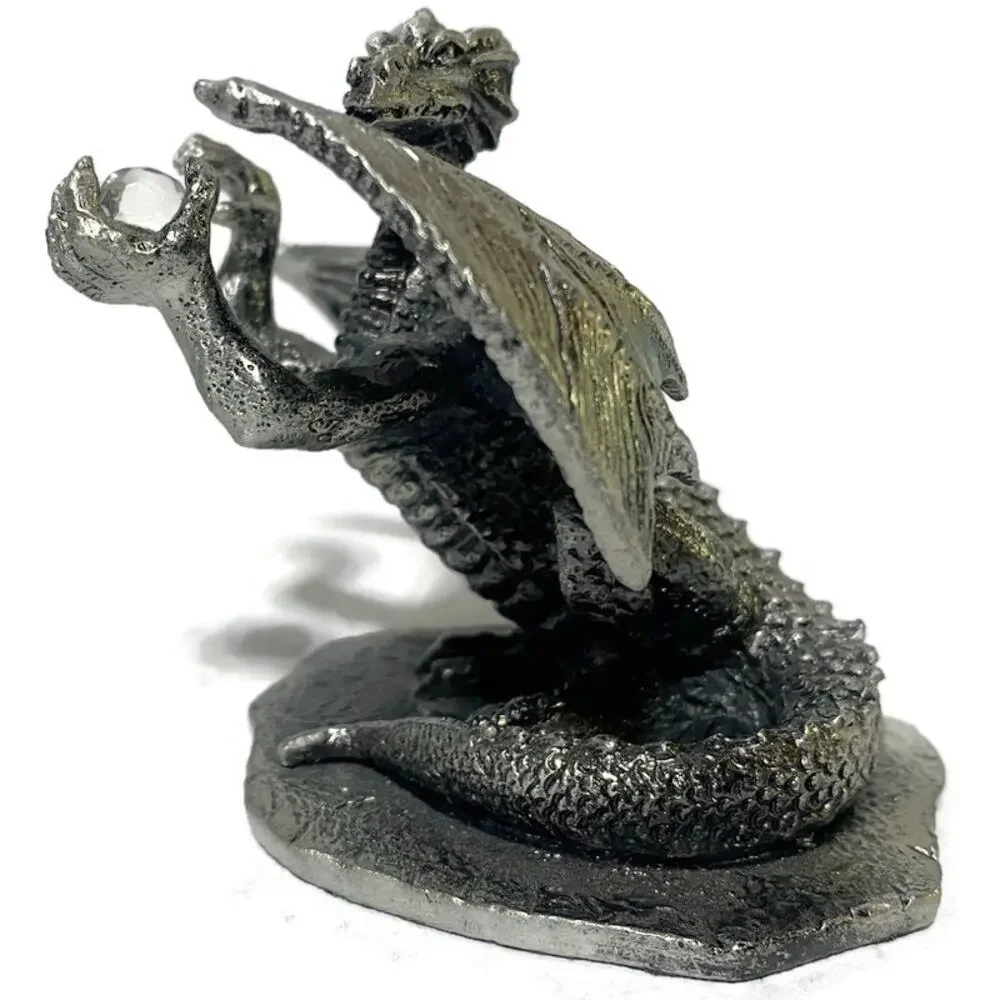 Excalibur Casino Pewter Dragon Figurine With Crystal Ball 3